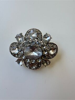 Vintage Liz Claiborne LC Rhinestone Floral Brooch